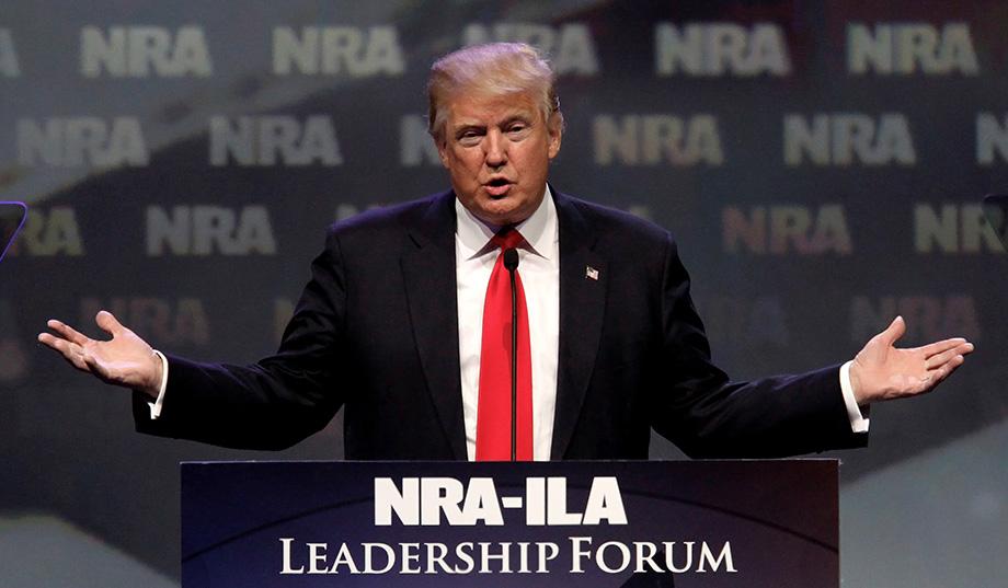Donald Trump accepting the NRA endorsement.
